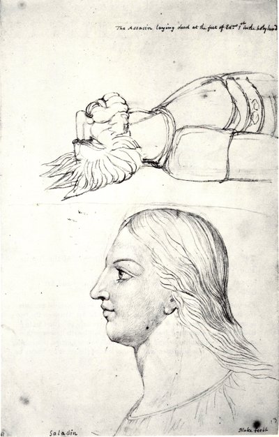 Visionary Heads of Saladin and the Assassin by William Blake